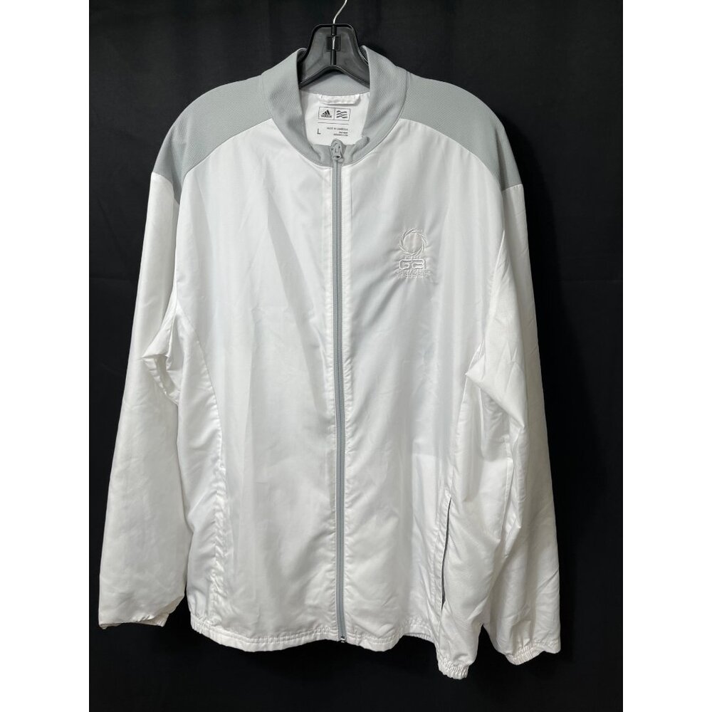 Adidas SKU 7583 Mens White and Gray Trefoil Windbreaker Jacket Size L